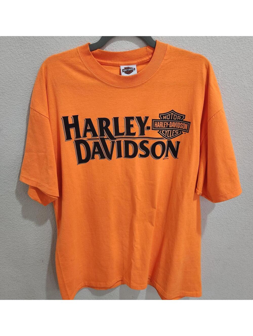 Y2K Harley Davidson Motorcycle 2012 Greensboro NC Size XL T-Shirt Orange